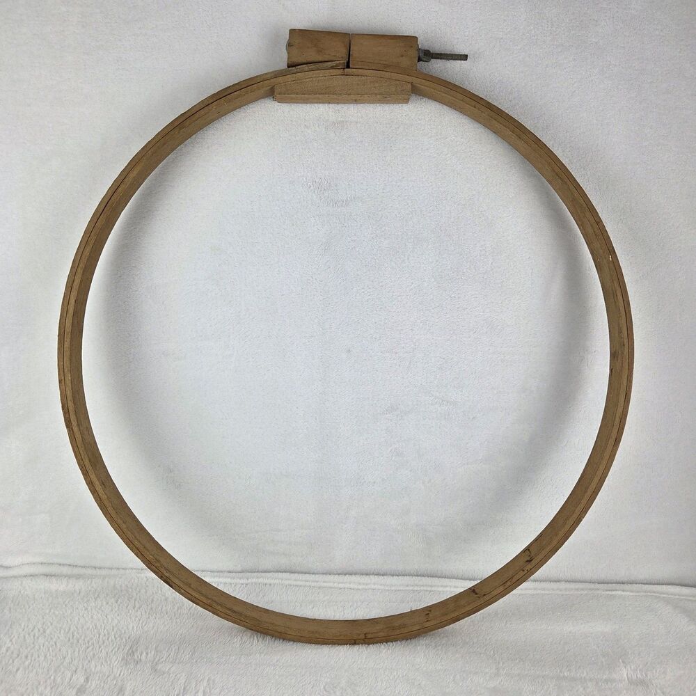 Vintage 22" Wooden Embroidery Hoop Quilt Frame Adjustable Clamp Ring